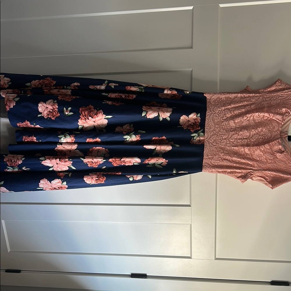Floral Pink and Blue Dress